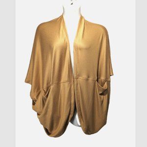 NWT LIVI Soft Open Front Short Sleeve Cardigan Wrap Camel Sz 10/12